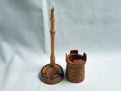 2 db kézzel fából készült retro emlék Eger és Lillafüred