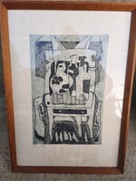 Kádár György absztrakt  rézkarc