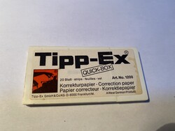 Vintage Tipp-Ex javítópapír, Tipp-Ex Quick Box, 20 csík, fehér, írógép-elgépelésekhez