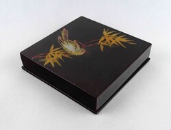 1Y606 Régi keleti madaras jelzett vietnámi lakkdoboz kártyadoboz