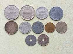 Románia 11 db Különböző Érme 5,10,25,50 Bani 2,5,20,100,500 Lej Lei 1906-1954