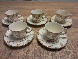 Antik francia Sarreguemines fajansz mokkáscsészék (5db)