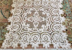Cca 1928 ÓRIÁS 130 CM SZECESSZIÓS ART NOUVEAU VERT CSIPKE TERÍTŐ VERTCSIPKE MAGYAR KÉZIMUNKA