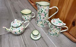 Gyönyörű virág mintás  zománcos zománcozott kávéscsésze locsoló kávéskanna tejszínes kanna