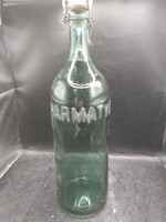 Címeres Harmatvíz csatos zöld üveg palack. 34 cm-es. 4270b