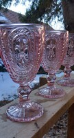Vintage jellegű Anjou liliomos talpas üveg pohár 3 db