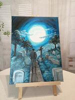 Akril festmény - Utas és holdvilág