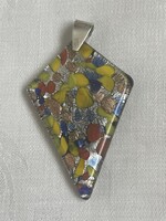 Ezüst álomszép akasztós Muránói üveg medál nagy vagány darab.