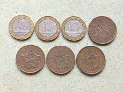 Franciaország 7 db Különböző Érme 10 Frank Francs 1975-1991