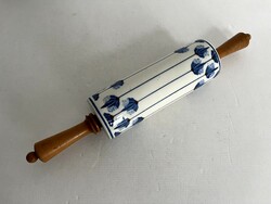 Régi, antik szecessziós porcelán betétes sodrófa, nyújtófa