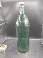 Címeres Harmatvíz csatos zöld üveg palack. 34 cm-es. 4271b