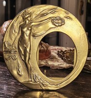 Antik szecessziós réz fényképkeret – 16x16 cm-es hibátlan asztali dísz