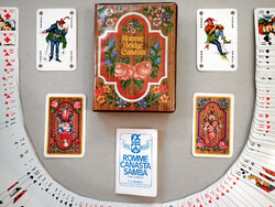 RITKA retró vintage DUPLA pakli német rusztikus virágos népi folklór francia römi kártya játék doboz