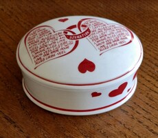 Eredeti Hollóházi fedeles porcelán doboz/ékszertartó RITKA!