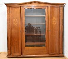 Biedermeier 3-door inlay antique bookcase at a favorable price
