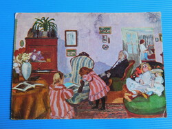 Képeslap / művészlap: Rippl-Rónai József: Piacsek bácsi babákkal c. festménye /1905/