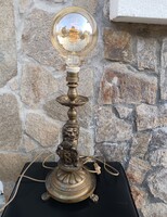 Oroszlános antik bronz asztali gyertyatartóból átalakított lámpa