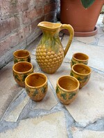 Kukorica mintás kerámia boros készlet kancsó és 6 csésze