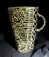 GORKA GÉZA REPESZTETT MÁZÚ FÜLES  VÁZA