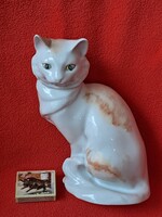 Ritka, gyűjtői! Hibátlan, nagy méretű Drasche (Kőbányai Porcelángyár) cica / macska porcelán figura
