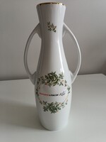 Hollóházi zöld virágos Erika mintás amfóra jellegű váza