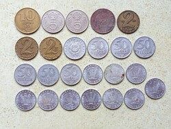 Magyarország 24 db Különböző Érme 20,50 Fillér 1,2,5,10 Forint 1950-1991