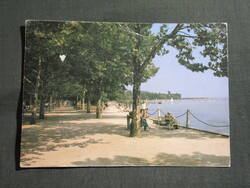 Képeslap,Balatonfüred,parti sétány látkép részlet,1987-