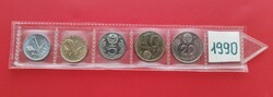 1990 Köztársaság feliratos és népköztársaság címeres fóliás Forint sor UNC.
