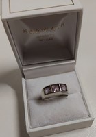 Szép állapotú jelzett ezüst gyűrű foglafoglalt ametiszt csiszolt kővekkel ékítve