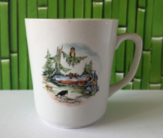 RÉGI JELZETT ZSOLNAY MESE (HÓFEHÉRKE) MINTÁS BÖGRE