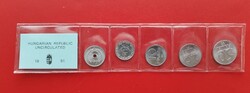 1991 évi bliszteres fillér sor, eredeti bontatlan fóliában! Ritka 2, 5 Filléres. UNC.