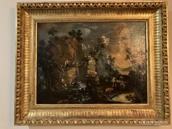 HATALMAS, GYÖNYÖRŰ, KORABELI BAROKK FESTMÉNY, ÉLETKÉP 18.SZD