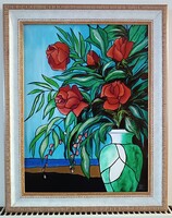 Czinóber - Hangulatban ( 30 x 40, olaj ,szuper keretben )