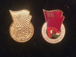 A vörös zászló hőseinek útján jelvény 2 db