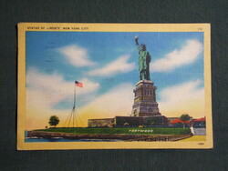 Képeslap,USA,New York,Statue of Liberty,Szabadság szobor látkép,részlet, 1950-