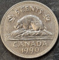 Kanada 5 cent, 1990.