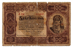100 Korona Államjegy 1920 Good