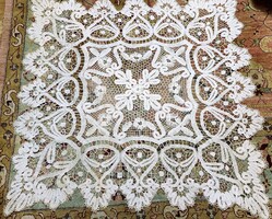 Cca 1928 ÓRIÁS 125 CM SZECESSZIÓS ART NOUVEAU VERT CSIPKE TERÍTŐ VERTCSIPKE MAGYAR KÉZIMUNKA