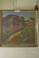 Mazsaroff Miklós (1929-1997) - Domboldal píneákkal 60X60 cm 1984 Miskolc