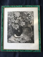 Csisztu Mihály ( 1933-2008 ) , Margaréták című rézkarca .