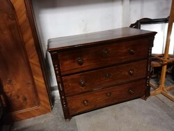Antik 3 fiókos tömör fa komód