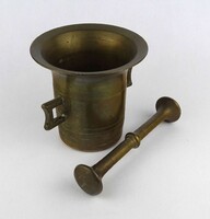 1Y717 Antik szögletes fülű bronz mozsár 1.8 kg