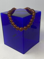 Régi vintage borostyán nyaklánc csavaros zárral (55cm, 54g) - RZ