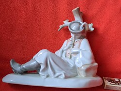 1 Ft-ról! Régi Zsolnay furulyázó juhász porcelán figura