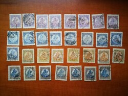 Magyarország 1921-25 Koronás Madonna pecsételt, 3-as lyukkal 31 db. A