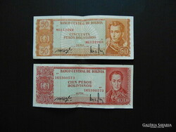 Bolívia 50 bolivár 1962 - 100 bolivár 1962 LOT ! 01