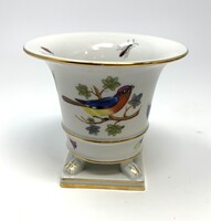 Antik Óherendi jelzett Rothschild mintás oroszlánlábas, körmös porcelán kaspó, váza (10cm) RZ