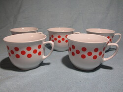 5 db piros pöttyös bögre, csésze