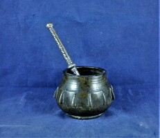 KÜLÖNLEGES, ANTIK, BRONZ MOZSÁR, TÖRŐVEL, SPANYOLORSZÁG, CA. 1650!!!
