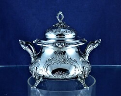 ÁLOMSZÉP, ANTIK EZÜST CUKORTARTÓ, NÉMET, CA. 1860!!!